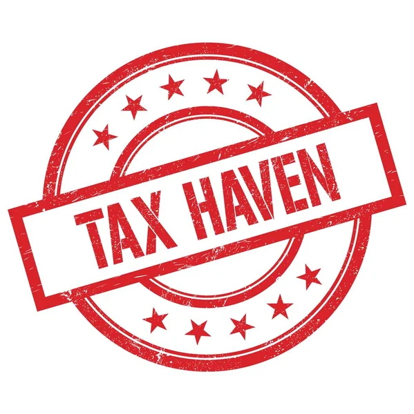 Kırmızı yuvarlak vintage kauçuk damgalı Vergi HAVEN metni.