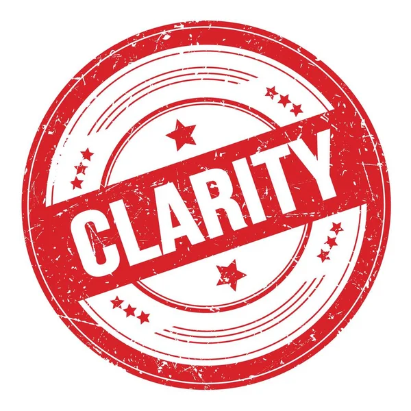 Kırmızı yuvarlak grungy desen damgası üzerine CLARITY metin.