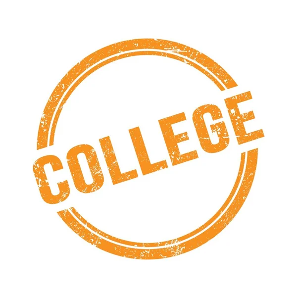 College Texte Écrit Sur Timbre Rond Vintage Grungy Orange — Photo