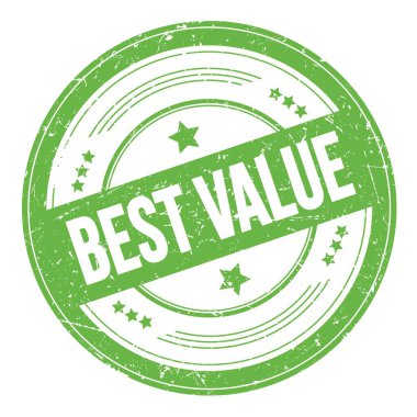 Yeşil yuvarlak grungy desen damgası üzerine En İyi Değerli metin.