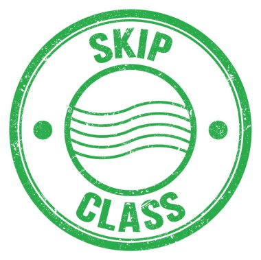 Yeşil yuvarlak posta pulu işareti üzerine yazılmış SKIP Sınıfı metin