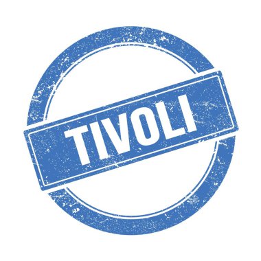 Mavi grungy yuvarlak vintage pul üzerinde TIVOLI metin.