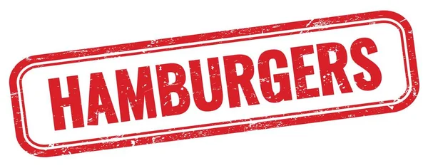 Hamburgers Text Red Grungy Rectangle Stamp — Stock Photo, Image