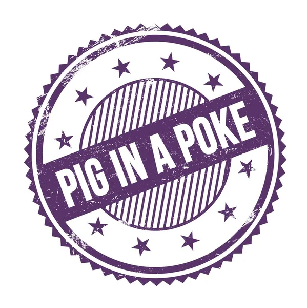 Pig Texto Poke Escrito Roxo Indigo Grungy Zig Zag Bordas — Fotografia de Stock