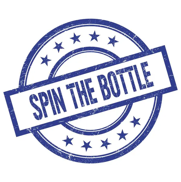 Spin Bottle Κείμενο Γραμμένο Μπλε Στρογγυλό Vintage Καουτσούκ Σφραγίδα — Φωτογραφία Αρχείου