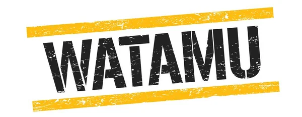 Watamu Tekst Czarnym Żółtym Grungy Linie Znak Znaczka — Zdjęcie stockowe