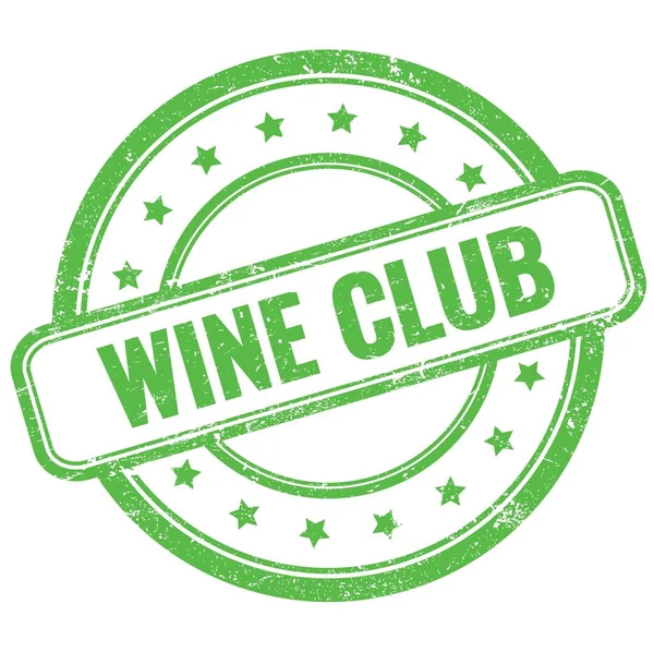 Wine Club Texto Verde Vintage Grungy Rodada Selo Borracha — Fotografia de Stock