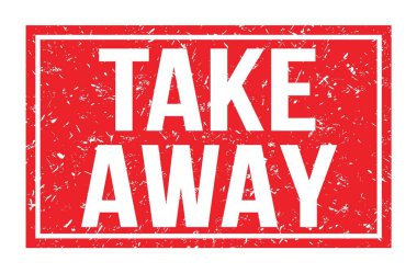 Al götür, kırmızı dikdörtgen damga işareti üzerine yazılmış kelimeler