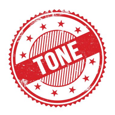 Kırmızı grungy zig zag kenarları yuvarlak mühür üzerine yazılmış ton metni.