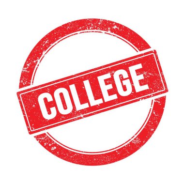Kırmızı grungy yuvarlak vintage damga üzerinde COLLEGE metin.