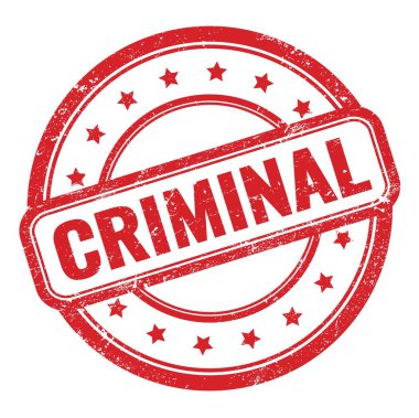 CRIMINAL kırmızı grungy vintage yuvarlak kauçuk damga metin.