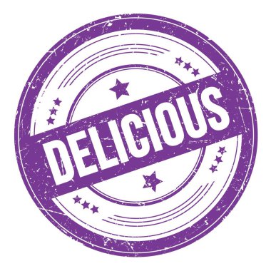 Menekşe çivit rengi yuvarlak dokuma damgalı leziz metin.