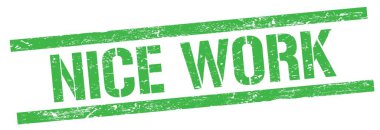 Yeşil grungy dikdörtgen damga işareti üzerine güzel çalışma metni.