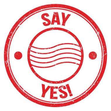 Evet de! Kırmızı yuvarlak posta pulu işareti üzerine yazılmış metin