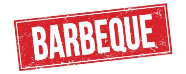 Kırmızı grungy dikdörtgen damga işareti üzerinde Barbeque metin.