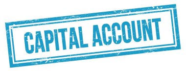 Mavi grungy vintage dikdörtgen pulu üzerinde CAPITAL ACCOUNT metin.