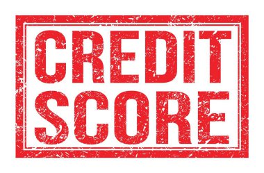 CREDIT Skoru, kırmızı dikdörtgen mühür işareti üzerine yazılmış kelimeler