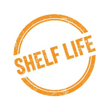 SHELF HAYAT metni turuncu grungy vintage yuvarlak damgalı.