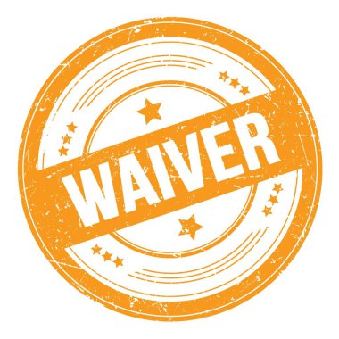 Turuncu yuvarlak grungy desen damgalı WAIVER metni.