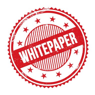 Kırmızı grungy zig zag kenarları yuvarlak mühür üzerine yazılmış whITEPAPER metin.