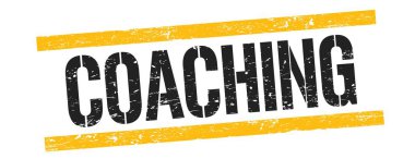 Siyah sarı grungy satır damgası üzerinde koçluk metni.