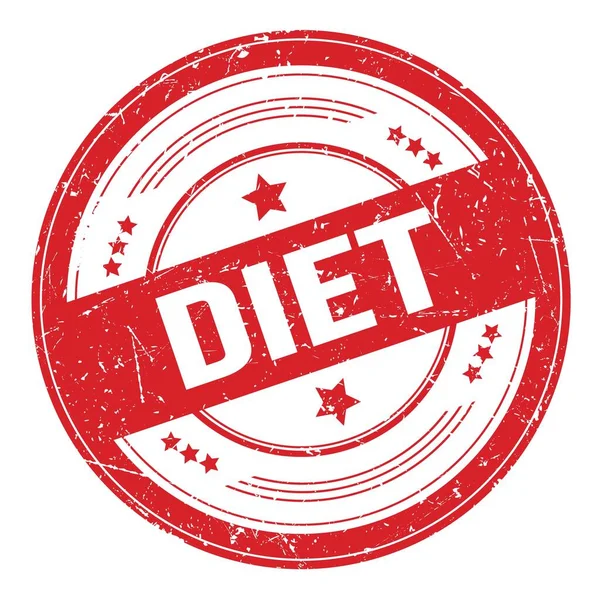 Diet Text Red Grungy Texture Stamp — Stock Photo, Image