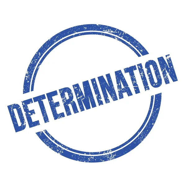 Determination Text Skriven Blå Grungy Vintage Runda Stämpel — Stockfoto