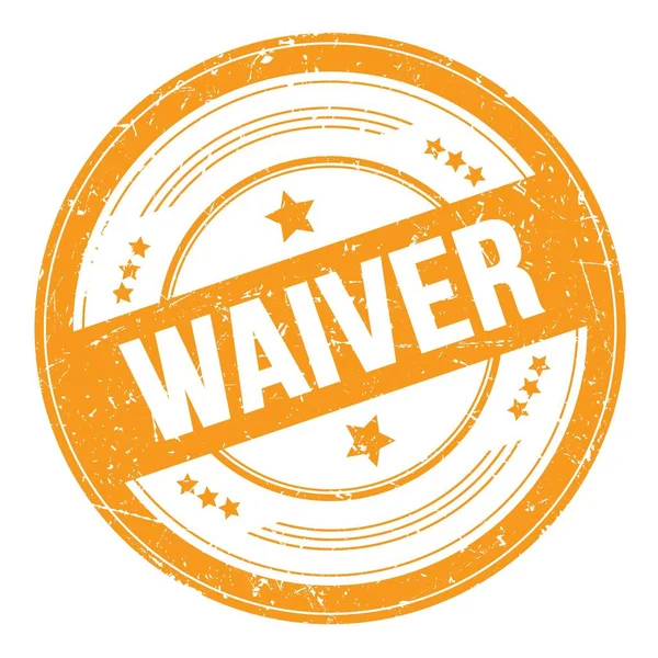 Turuncu yuvarlak grungy desen damgalı WAIVER metni.