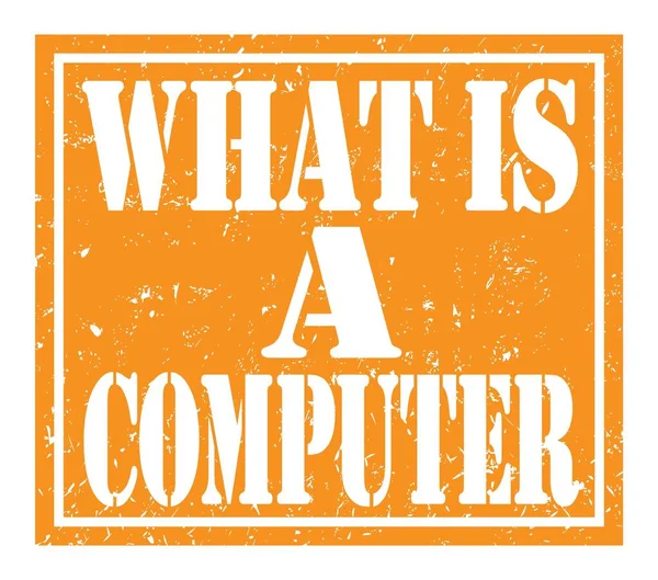 Bir Bilgisayar Nedir Turuncu Damga Işareti Üzerine Yazılmış Kelimeler — Stok fotoğraf