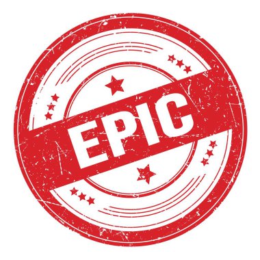 Kırmızı yuvarlak grungy doku damgası üzerine EPIC metin.
