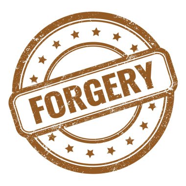 Kahverengi grungy vintage lastik mühür üzerine ForGERY metin.