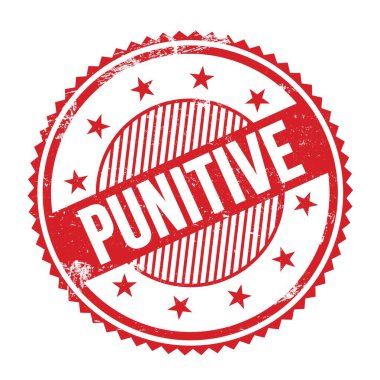 Kırmızı grungy zig zag kenarlıklarına yazılmış PUNITIVE metni.