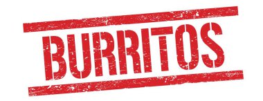 Kırmızı grungy dikdörtgen damga işareti üzerinde BURRITOS metin.