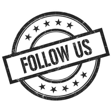 FOLLOW ABD metin siyah yuvarlak vintage kauçuk damga üzerine yazılmış.