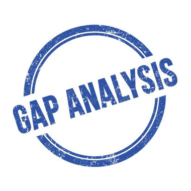 GAP ANALYSIS metin mavi grungy vintage yuvarlak pul üzerine yazılmış.