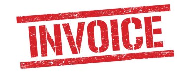 Kırmızı grungy dikdörtgen damga işareti üzerinde INVOICE metni.