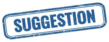 Mavi grungy vintage dikdörtgen damgalı SUGGESTION metin.