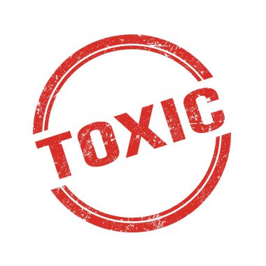 Kırmızı grungy vintage yuvarlak pul üzerine yazılmış TOXIC metin.