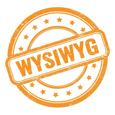 WYSIWYG metni turuncu grungy vintage lastik damga üzerine.