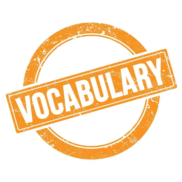 Vocabulary Text Orange Grungy Runda Vintage Stämpel — Stockfoto