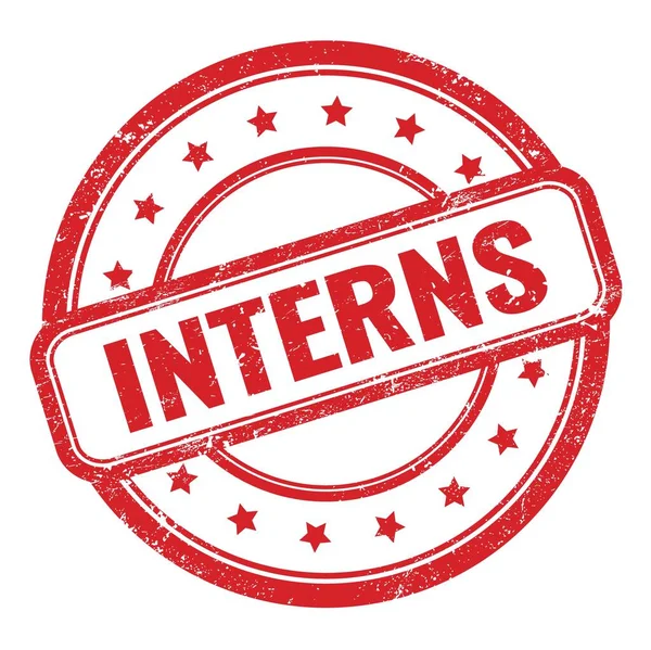 Interns Tekst Rode Grungy Vintage Ronde Rubberen Stempel — Stockfoto