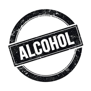 Siyah grungy yuvarlak vintage damga üzerinde ALCOHOL metin.