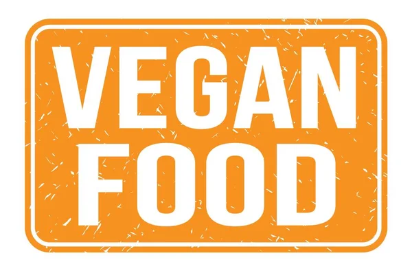 Vegan Food Wörter Auf Orangefarbenem Rechteck Stempelschild — Stockfoto