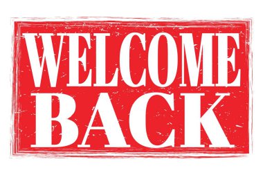 Hoş geldiniz, kırmızı pul üzerine yazılmış kelimeler.