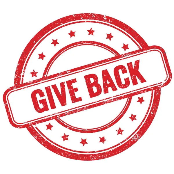 Give Back Text Red Vintage Grungy Rubber Stamp — Stock Photo, Image