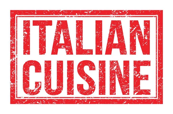 Włochy Cuisine Słowa Napisane Czerwonym Prostokątnym Znaku Znaczka — Zdjęcie stockowe