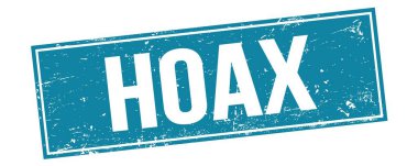 Mavi grungy dikdörtgen damga işareti üzerinde HOAX metni.