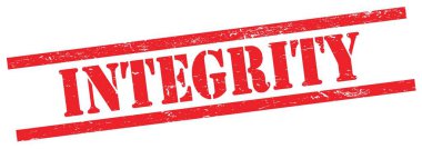 Kırmızı grungy dikdörtgen vintage damga üzerinde INTEGRITY metin.