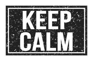 KALM KALM, siyah dikdörtgen mühür işareti üzerine yazılmış kelimeler