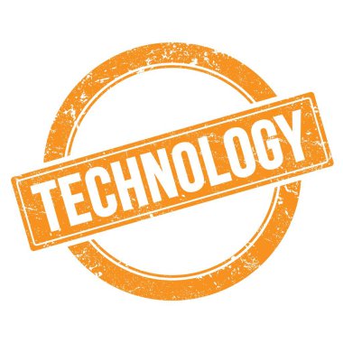 Turuncu grungy üzerine TECHNOLOGY metin eski tip pul.